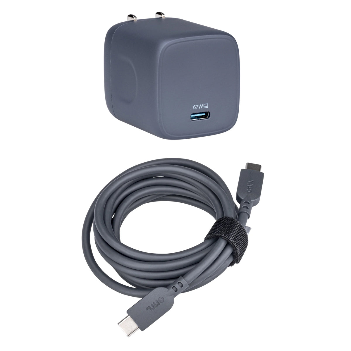 onn. GAN 67W Laptop Charger with 1 USB-C Port, Compatible for Apple,Dell,HP,Asus,Acer,Lenovo,Grey