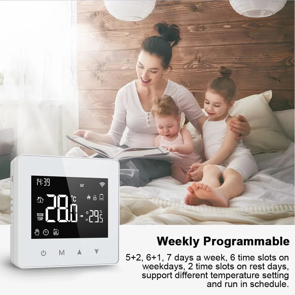 Pinnaco Compact Size Thermostat, Intelligent Temperature Controller for Water Gas Boiler, LCD Display, Adjustable Temperature