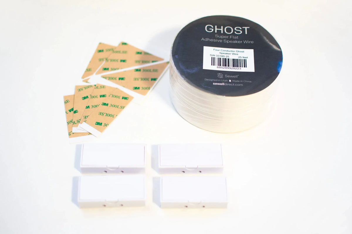 Ghost Wire 2.0, Super Flat Adhesive Wire, 16 AWG (2 conductor) or 18 AWG (4 conductor), White
