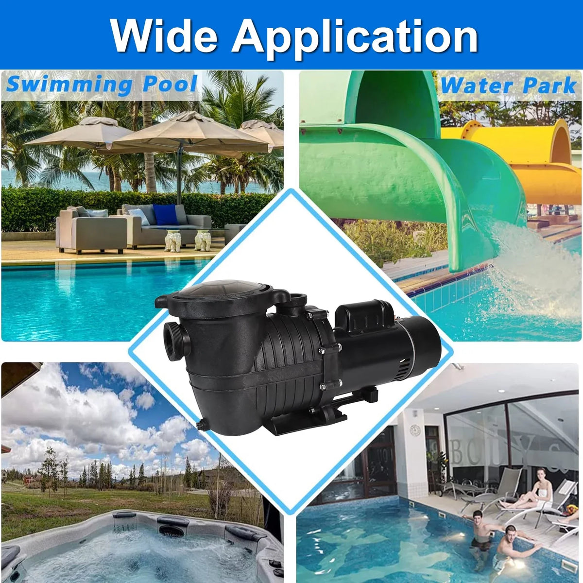 iMeshbean In-ground Swimming Pool Pump, 1.5HP Motor 110V-230V, 6000GPH, Head Max 69FT, for Above Ground Swimming Pool and Inground Pool Water Circulation, w/ Strainer Basket