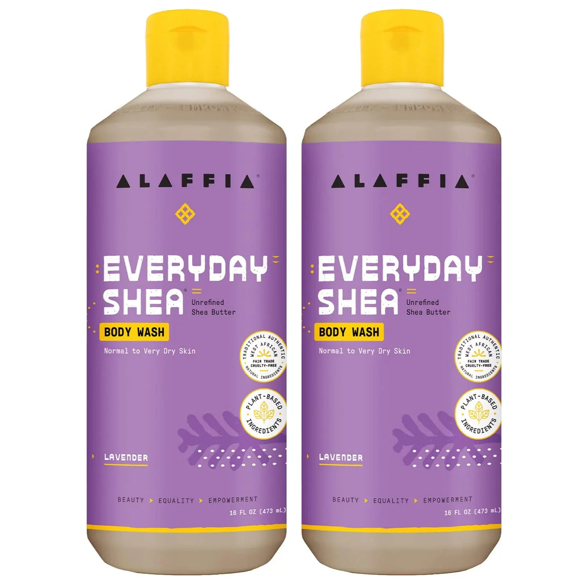 Alaffia Everyday Shea Body Wash, Naturally Helps Moisturize And Cleanse Without Stripping Natural Oils With Fair Trade Shea Butter, Neem, And Coconut Oil, Lavender, 2 Pack - 16 Fl Oz Ea.