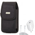 Holster Swivel Case Belt Clip w 6ft USB-C Cable PD Type-C 25W Fast Home Charger for OnePlus 10 Pro - Razer Phone 2 - Samsung Galaxy XCover Pro S9 Plus S8 Plus S22 Ultra Plus S21 Ultra Plus