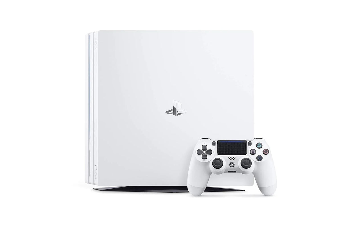 Pre-Owned Sony PlayStation 4 Pro 1TB Gaming Console Glacier White Headset 2 Controller With BOLT AXTION Cleaning Kit Bundle (Refurbished: Like New)