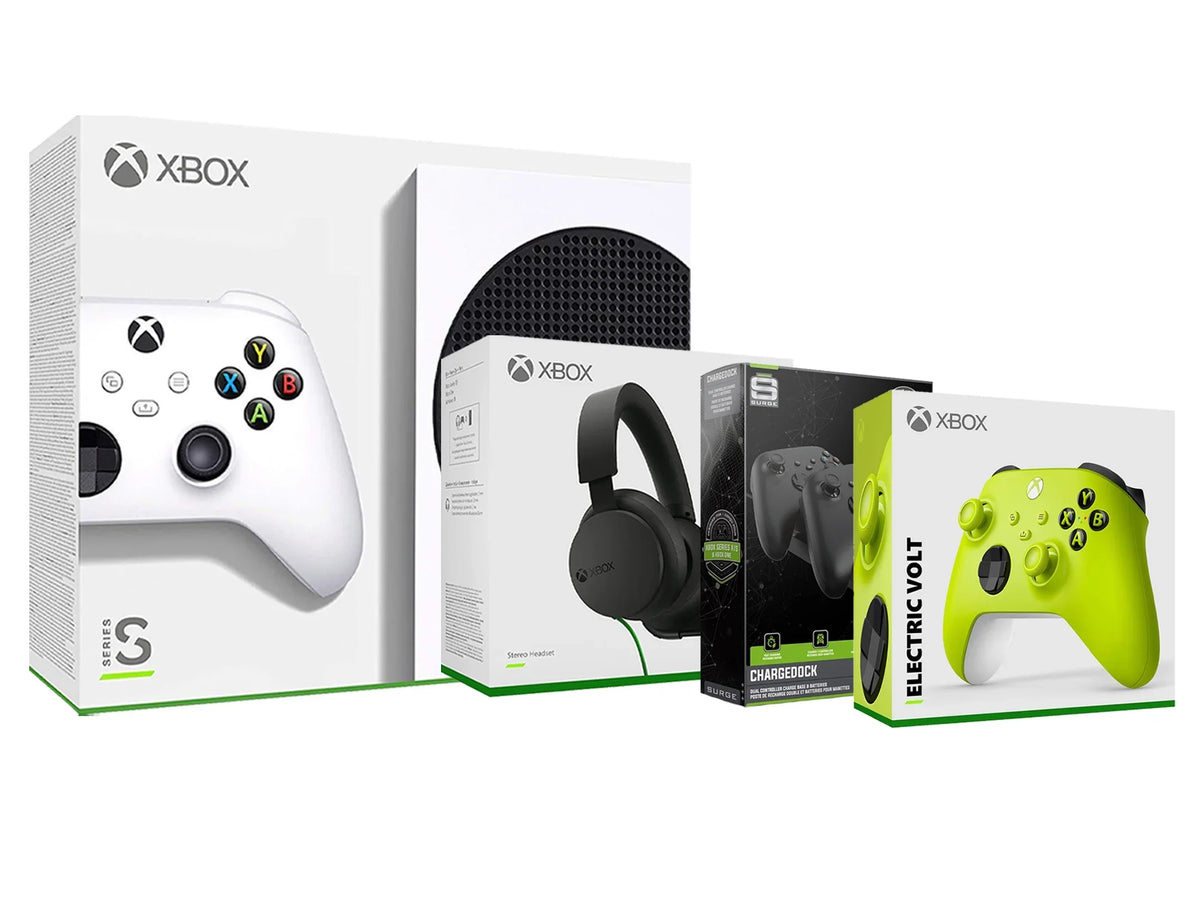 Microsoft Xbox Series S 512GB All-Digital Console with Extra Electric Volt Controller, Stereo Headset and Dual Charge Dock