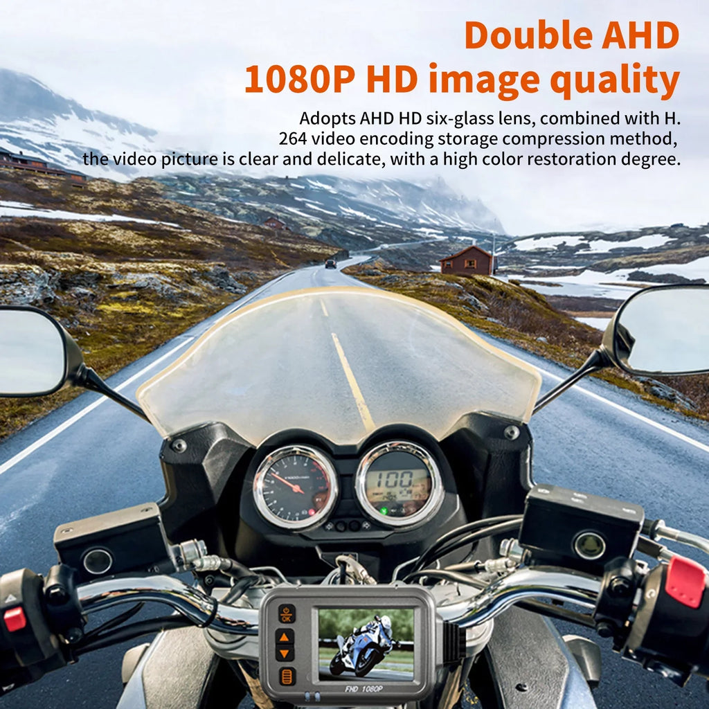 OWSOO Motorcycle Dash Cam,WiFi Dual 1080p Motorbike Camera ,120° Wide Angle,Parking , Timed Recording After Flameout Full Body Waterproof Night Vision With 32G storage card