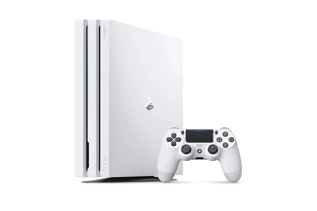 Pre-Owned Sony PlayStation 4 Pro 1TB Gaming Console Glacier White Headset 2 Controller With BOLT AXTION Cleaning Kit Bundle (Refurbished: Like New)
