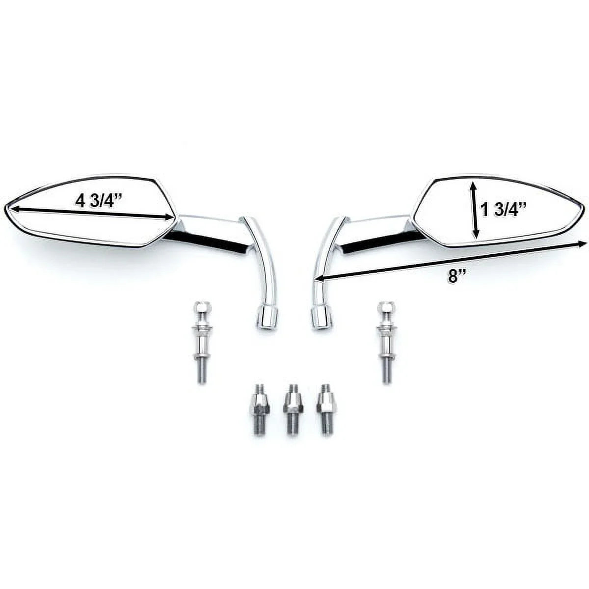 Krator Custom Rear View Mirrors Chrome Pair w/Adapters Compatible with Triumph Speedmaster Speed Master