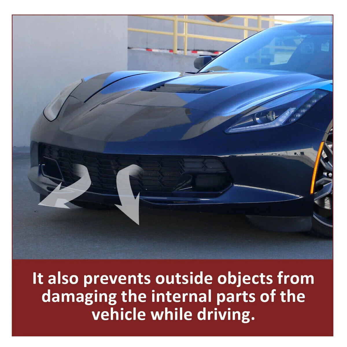 Kojem Front Lower Grille for 2014-2019 Chevrolet Corvette C7 All Models Z06 Style Bumper Cover Painted Glossy Black Plastic (W/O Front Camera Bracket)