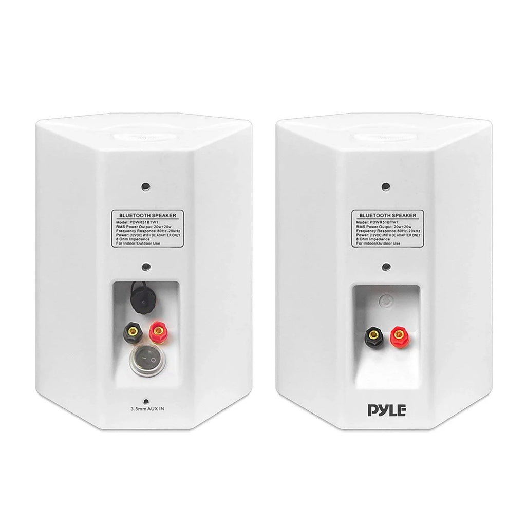 Pyle Wall Mount Waterproof & Bluetooth Speakers, 5.25'' Indoor/Outdoor Speaker System - White