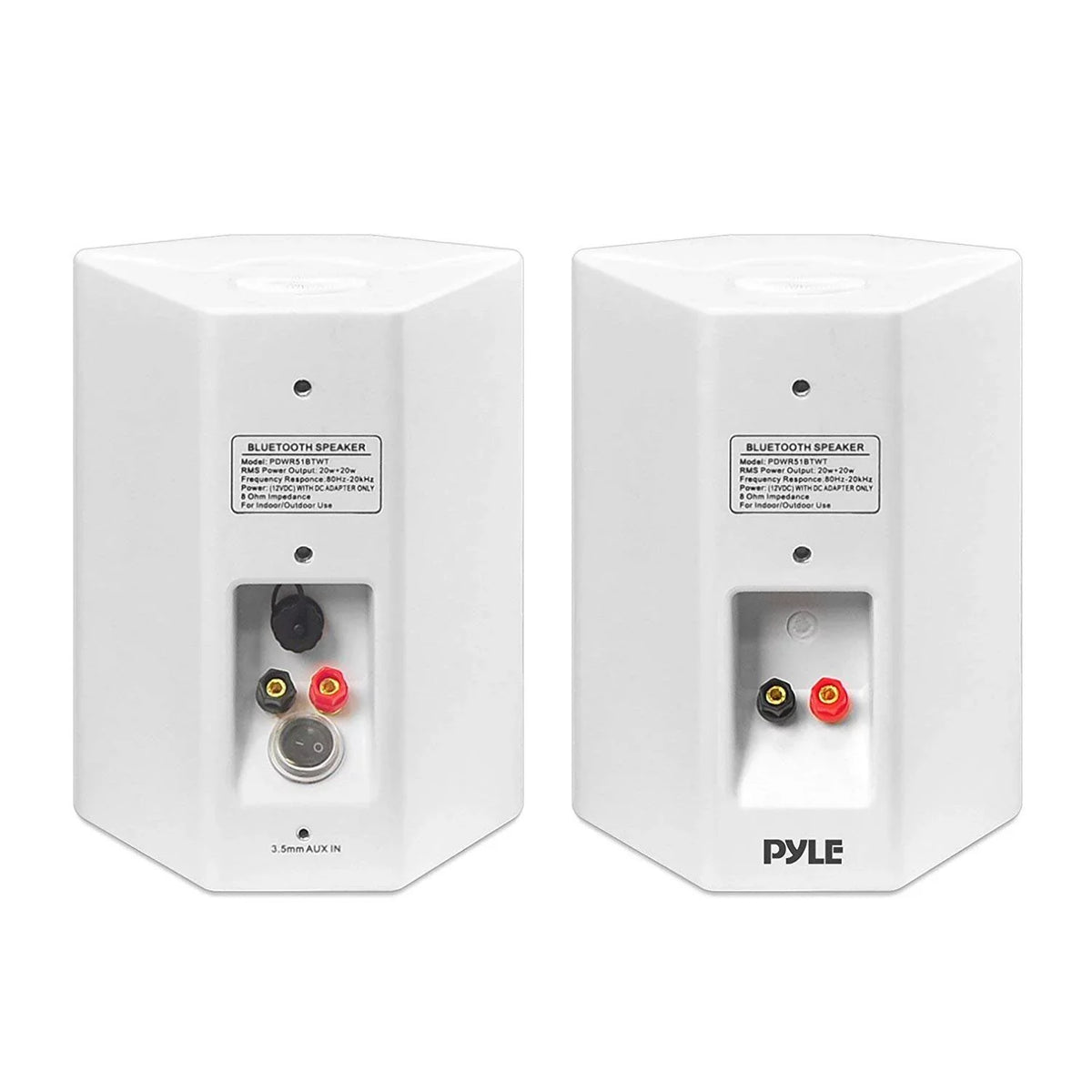 Pyle Wall Mount Waterproof & Bluetooth Speakers, 5.25'' Indoor/Outdoor Speaker System - White