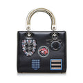 Pre-Owned Authenticated Medium Judgement Lady Dior Calf Leather Black Satchel Unisex (Good)