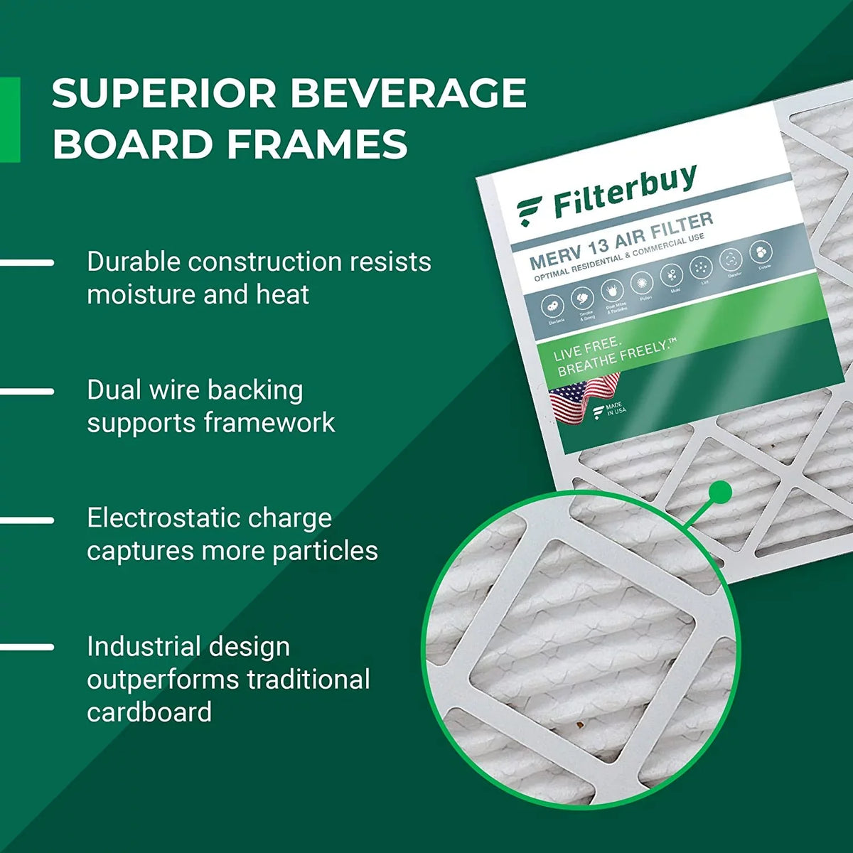 Filterbuy 14x18x1 MERV 13 Pleated HVAC AC Furnace Air Filters (1-Pack)