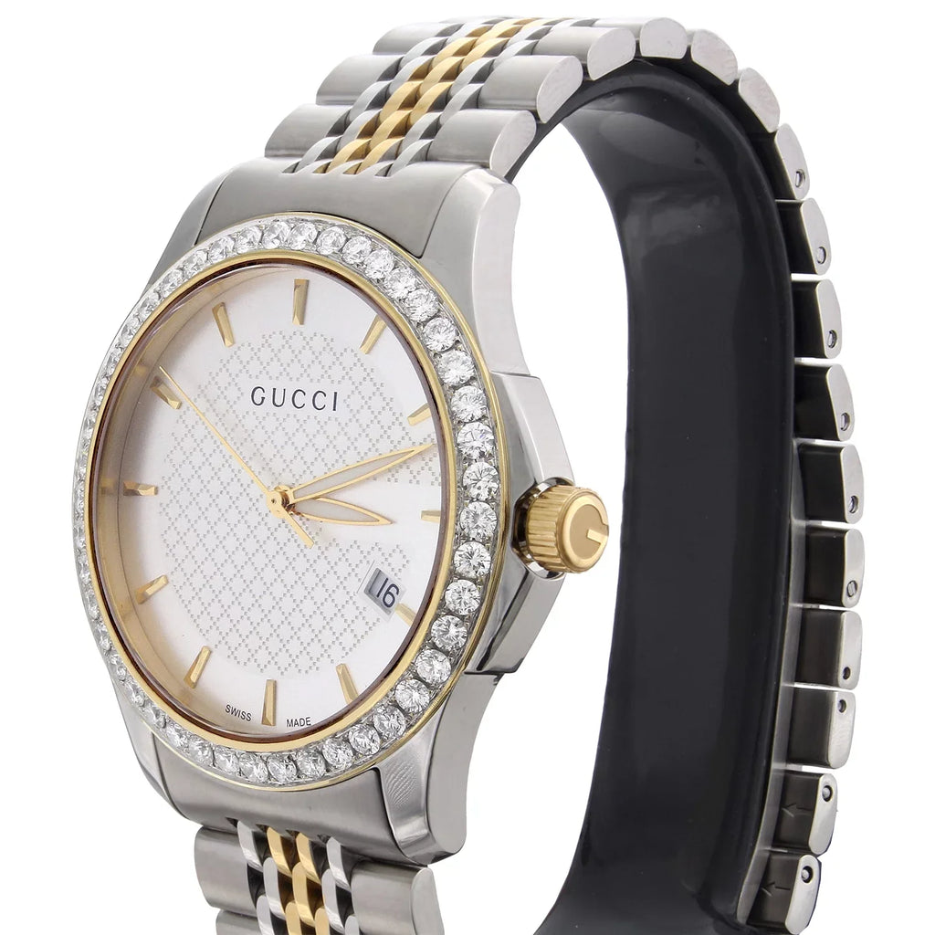Gucci Ya126409 Diamond Watch G-Timeless 38mm Two Tone Yellow S. Steel PVD 2 CT.