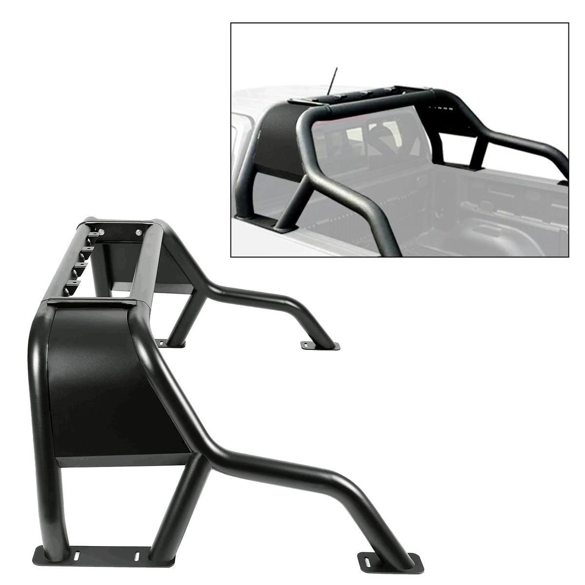 KOJEM Black Roll Bar Bed Cargo Sport Rack Head for 07-22 Chevrolet Silverado 1500 Dodge Ram 1500 GMC Sierra 1500 Ram 1500 Toyota Tundra 04-22 Ford F-150