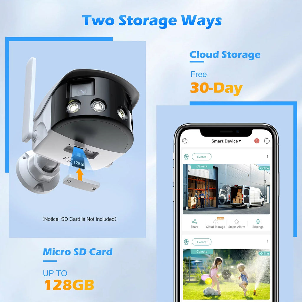 Toguard SC10 2K Wireless Security Camera Outdoor, 180° Ultra-Wide View Dual Lens Bullet Surveillance Camera Wireless Connector