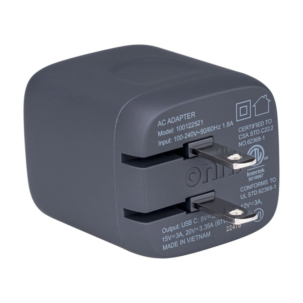 onn. GAN 67W Laptop Charger with 1 USB-C Port, Compatible for Apple,Dell,HP,Asus,Acer,Lenovo,Grey
