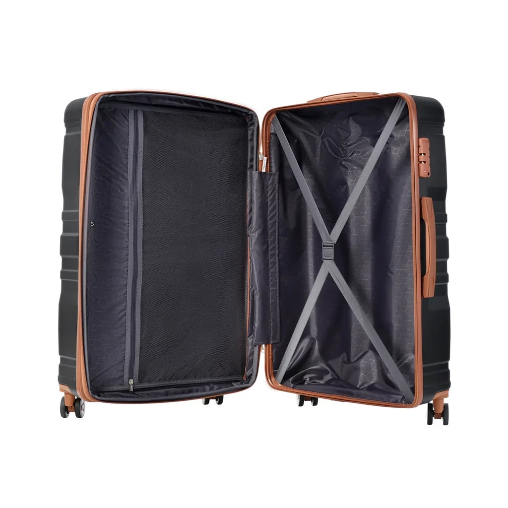 Yone jx je Luggage 3 Pcs Suitcase Set, ABS Hardside Suit case with Spinner Tires Lightweight TSA Lock, 20/24/28 Inch,Black