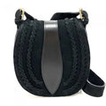 Italian Artisan Lara Womens Vintage Suede Leather Messenger Bag, Black - Small