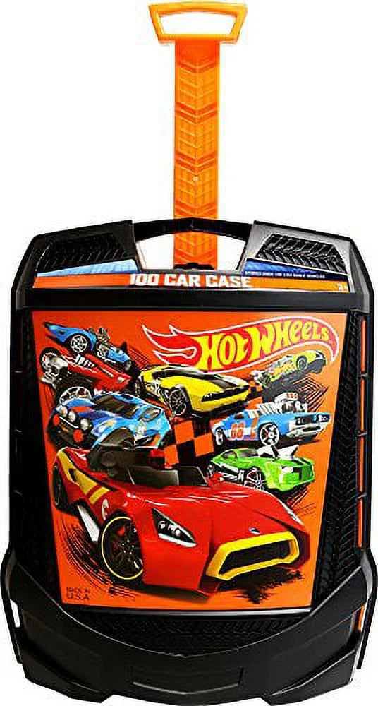 Hot Rims 100-Car, Rolling Storage Case with Retractable Handle Hot Rims 100-car