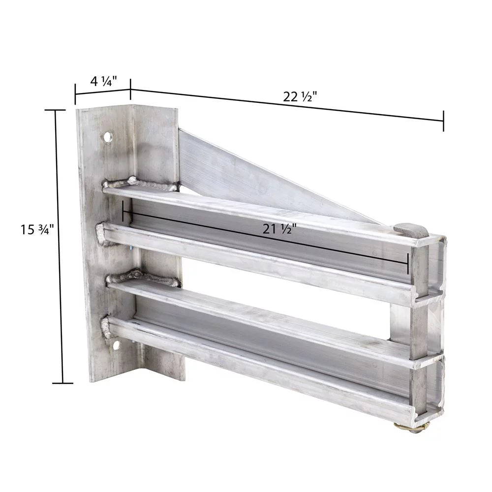 Loading Ramp Storage Brackets for Step Deck Trailers without Knee Braces