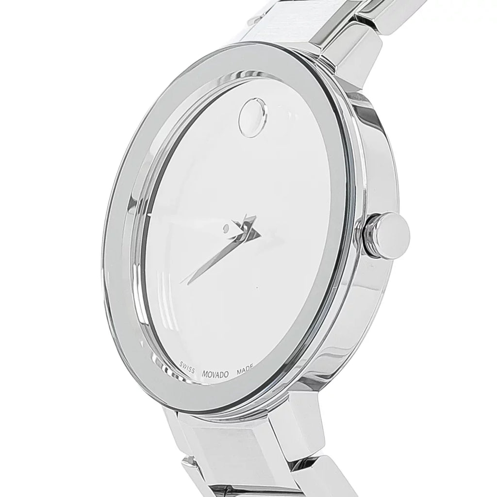 Movado Sapphire Quartz Silver Mirror Dial Ladies Watch 0607547