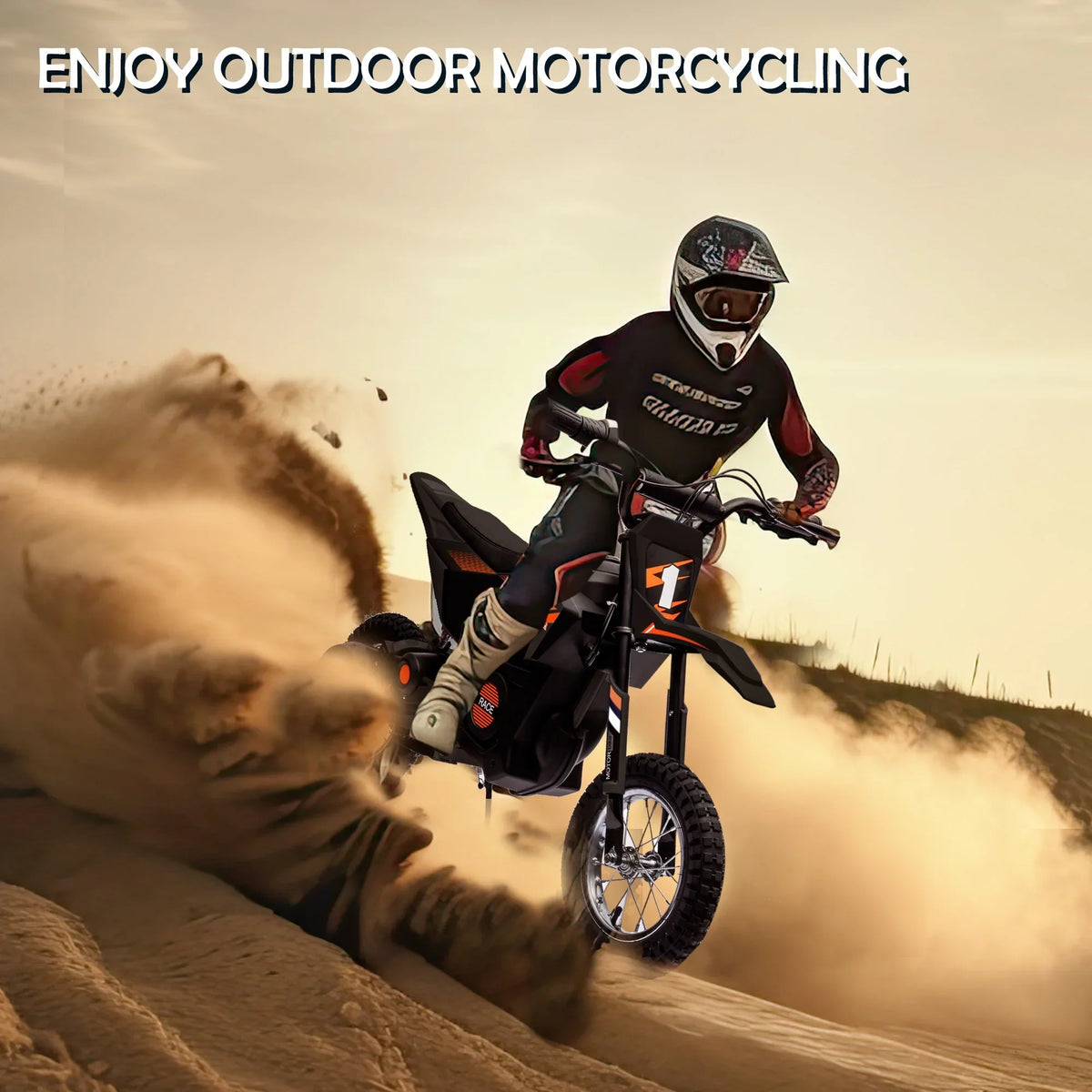 JoyWheels 24V Electric Child Dirt Bicycle, Toy Motorcycle Boys Motor Bicycle, Ages 13 Years +, 13mph, Black