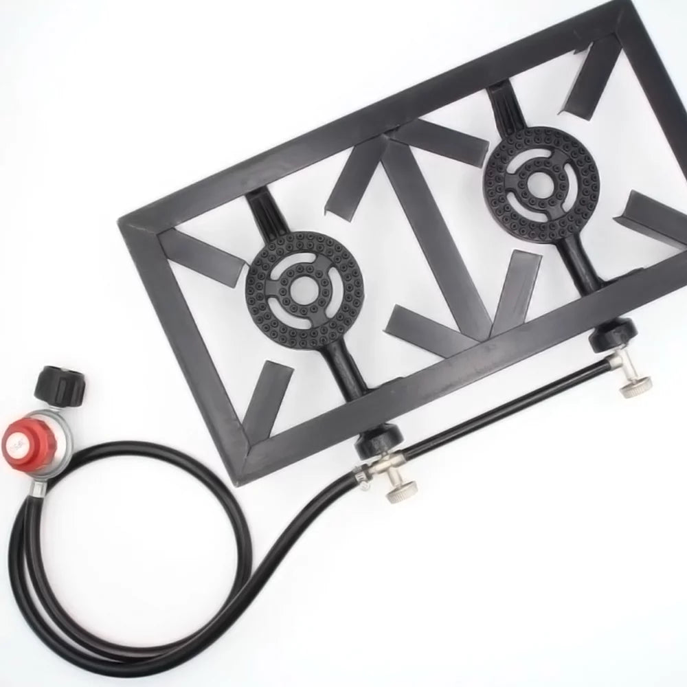 Lixada Propane Gas Cast Iron Stove Double Size for Patio BBQ Camping Cooking Standard