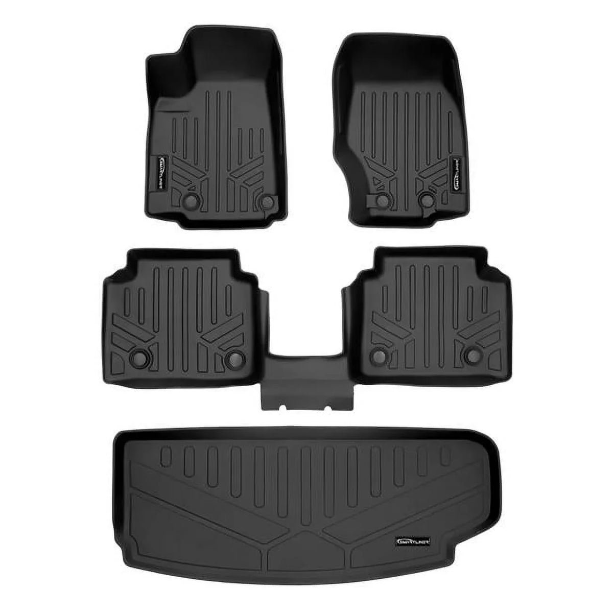 Smartliner SA0568-B0569-E0568 All Weather Custom Fit Black 2 Row & Cargo Liner Behind the 3rd Row Floor Mat Liner Set for 2021-2023 Jeep Grand Cherokee L, Black