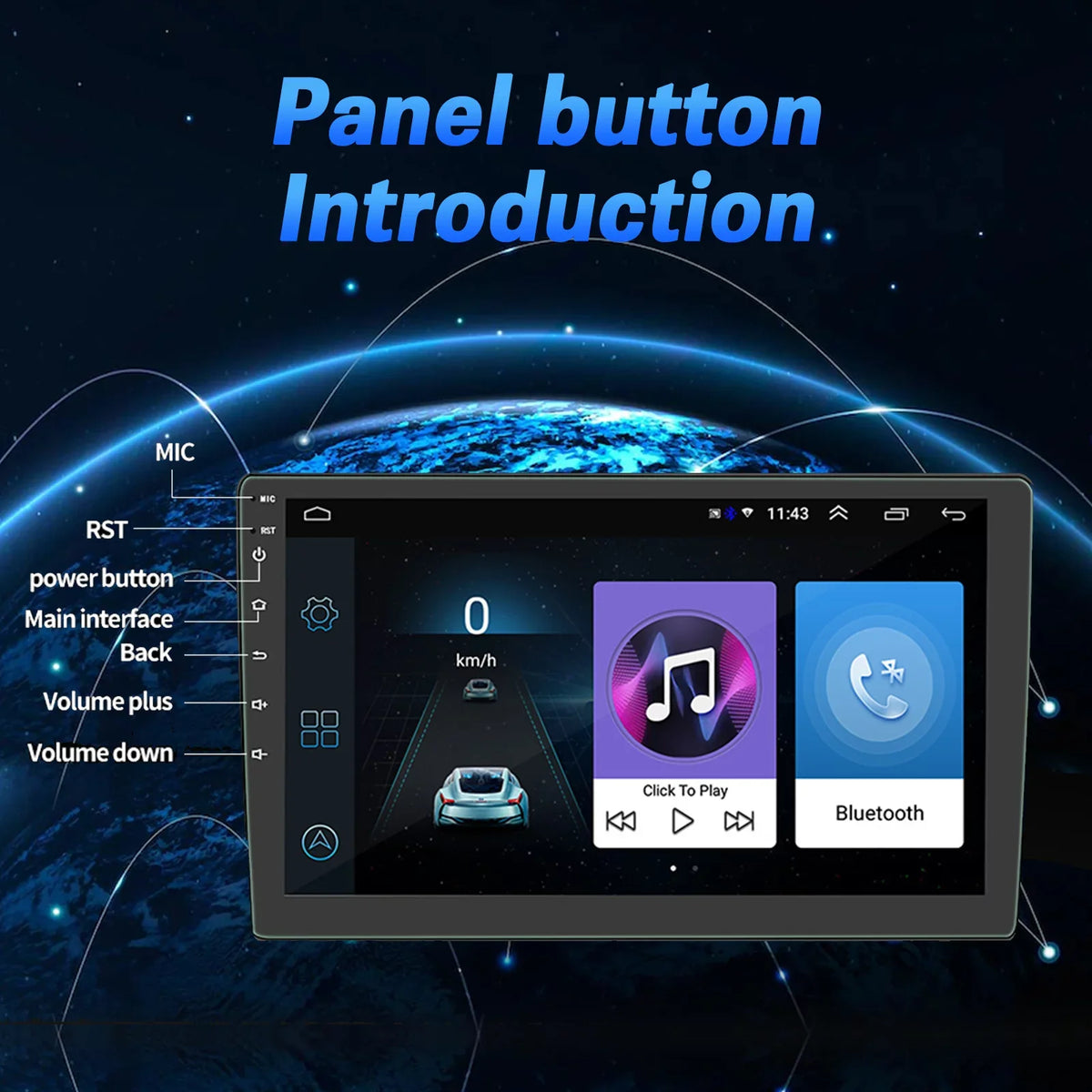 Ele-mall Double Din Car Stereo, 10.1" Android 10.1 Car MP5 Player, HD Touch Screen Car Radio W/Bluetooth Mirror Link GPS Function, Rear Camera Included