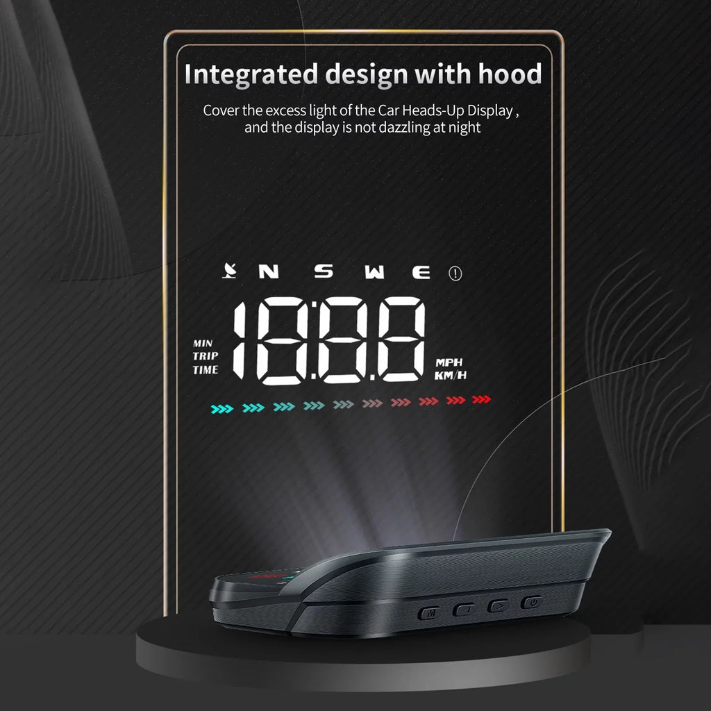 Nebublu Heads-Up Display Digital Speedometer, Car GPS Speed & Direction, Travel Time, Distance, Ambient Light, Overspeed Alarm