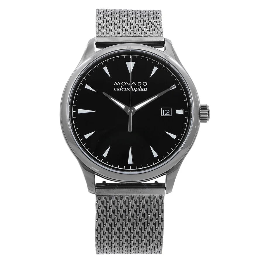 Movado Heritage Black Dial Grey Steel Men's Watch 3650119