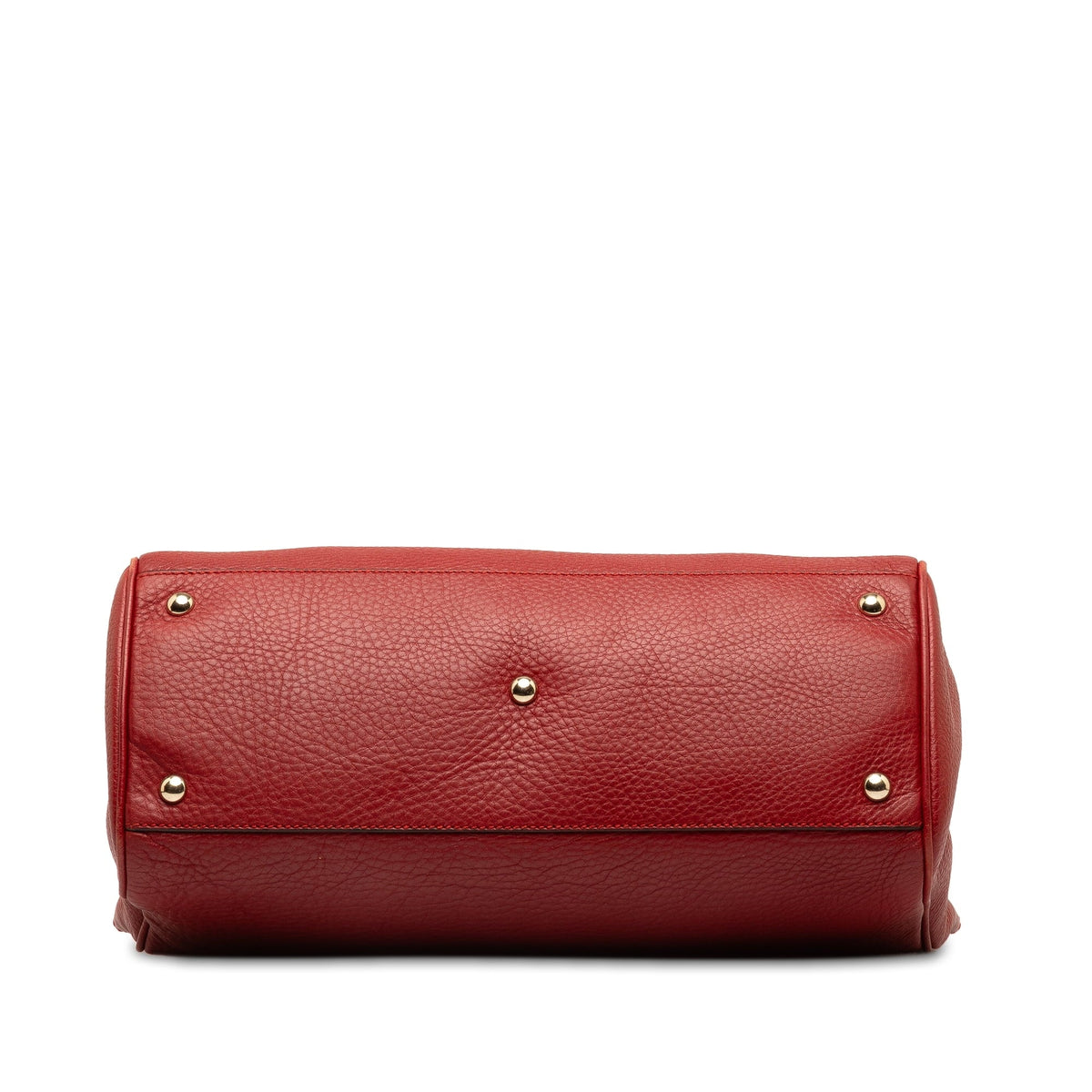 Pre-Owned Authenticated Gucci Medium Bamboo Shopper Calf Leather Red Satchel Unisex (Good)