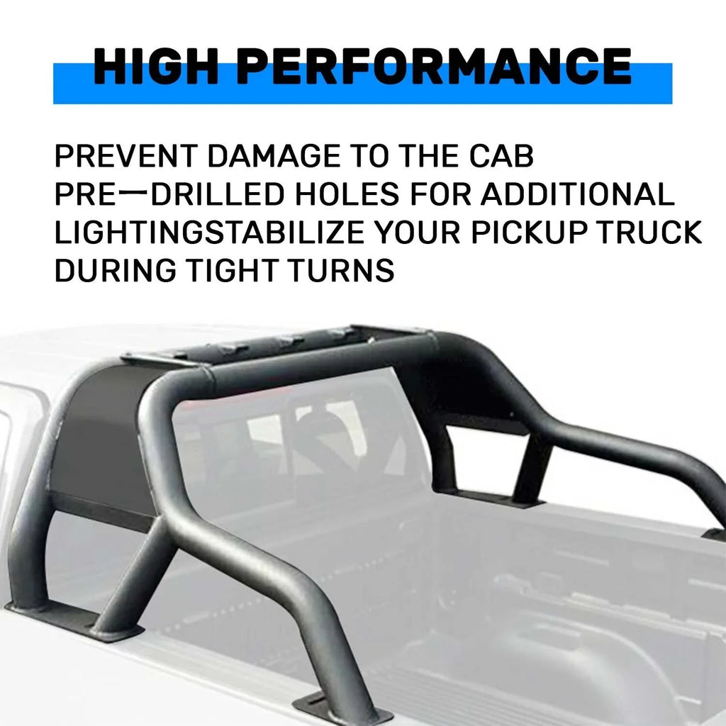 KOJEM Black Roll Bar Bed Cargo Sport Rack Head for 07-22 Chevrolet Silverado 1500 Dodge Ram 1500 GMC Sierra 1500 Ram 1500 Toyota Tundra 04-22 Ford F-150