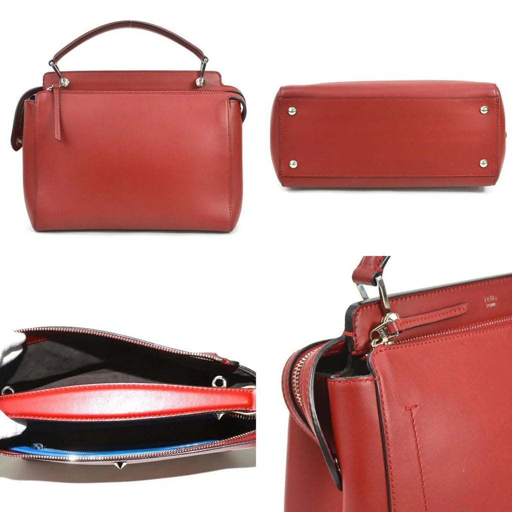 Pre-Owned Fendi FENDI handbag shoulder bag dot com leather red silver ladies e55932a (Good)