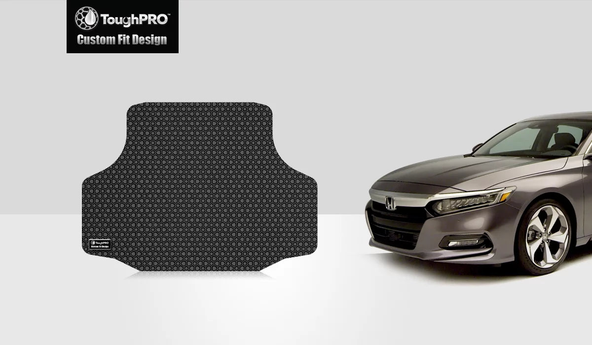 ToughPRO - Trunk Mat Compatible with HONDA Accord - All Weather Heavy Duty (Made in USA) - Black Rubber - 2019