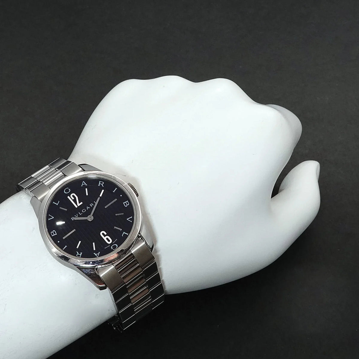 Pre-Owned Bulgari BVLGARI Solotempo ST37S Men's Watch Black Dial Quartz (Good)