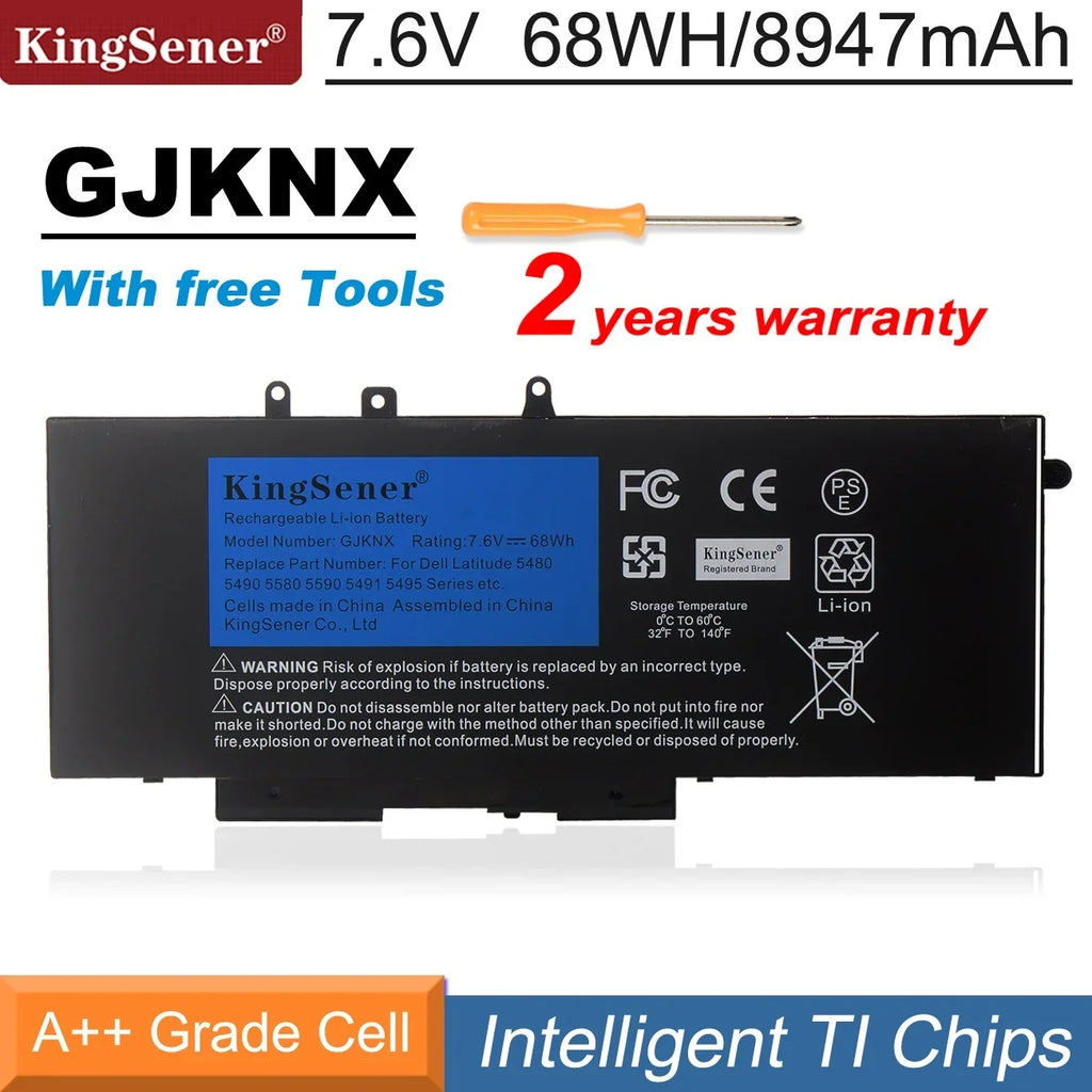Kingsener GJKNX Laptop Battery For Dell Latitude 5480 5580 5490 5590 For DELL Precision M3520 M3530 GD1JP 7.6V 68WH