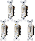 GE Switch, Light Grounding Toggle 5 Pack, 3-Way, 15 Amp, Light Almond, 44032