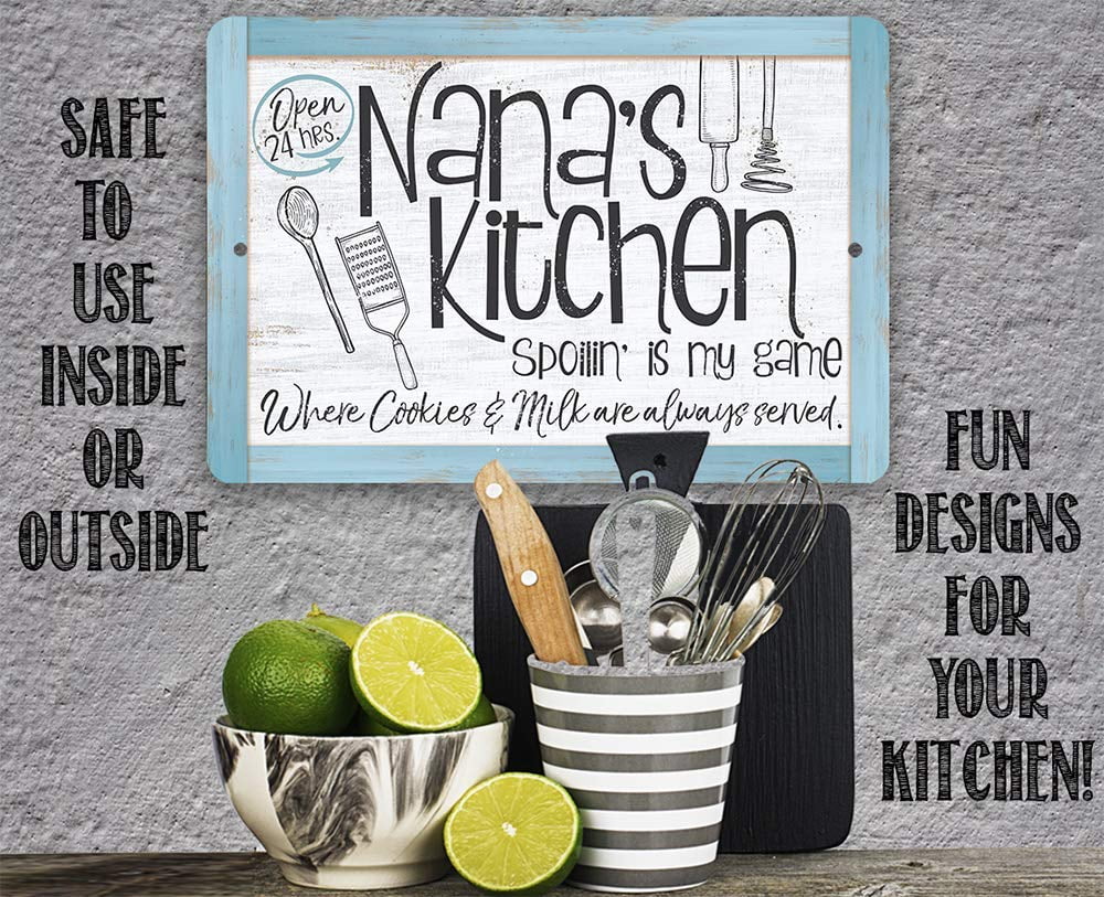 Metal Sign - Nana's Kitchen - Durable Metal Sign - Use Indoor/Outdoor - Makes a Great Kitchen Decor and Housewarming Gift Under $25 (12" x 18")