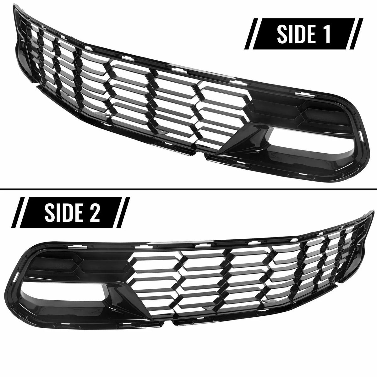 Kojem Front Lower Grille for 2014-2019 Chevrolet Corvette C7 All Models Z06 Style Bumper Cover Painted Glossy Black Plastic (W/O Front Camera Bracket)