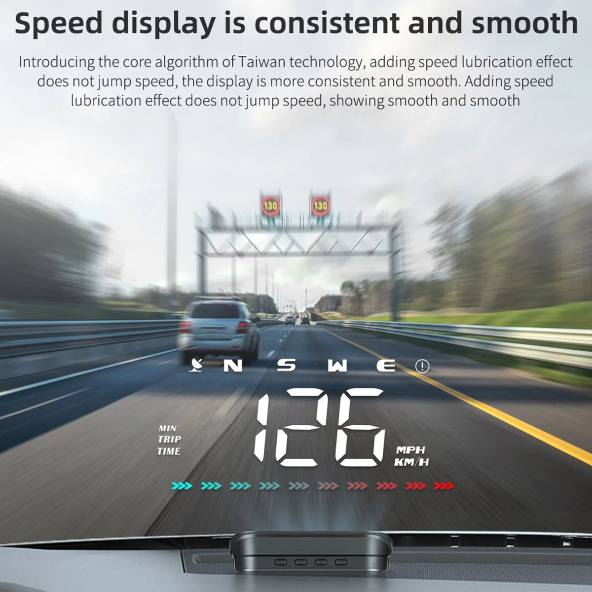 Nebublu Heads-Up Display Digital Speedometer, Car GPS Speed & Direction, Travel Time, Distance, Ambient Light, Overspeed Alarm
