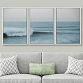 PixonSign Framed Wall Art Set Wide Angle Rushing Ocean Waves and Surfers Nature Wilderness Photography Modern Chic Scenic Modern Art for Living Room, Bedroom, Office - 24"x36"x3 White