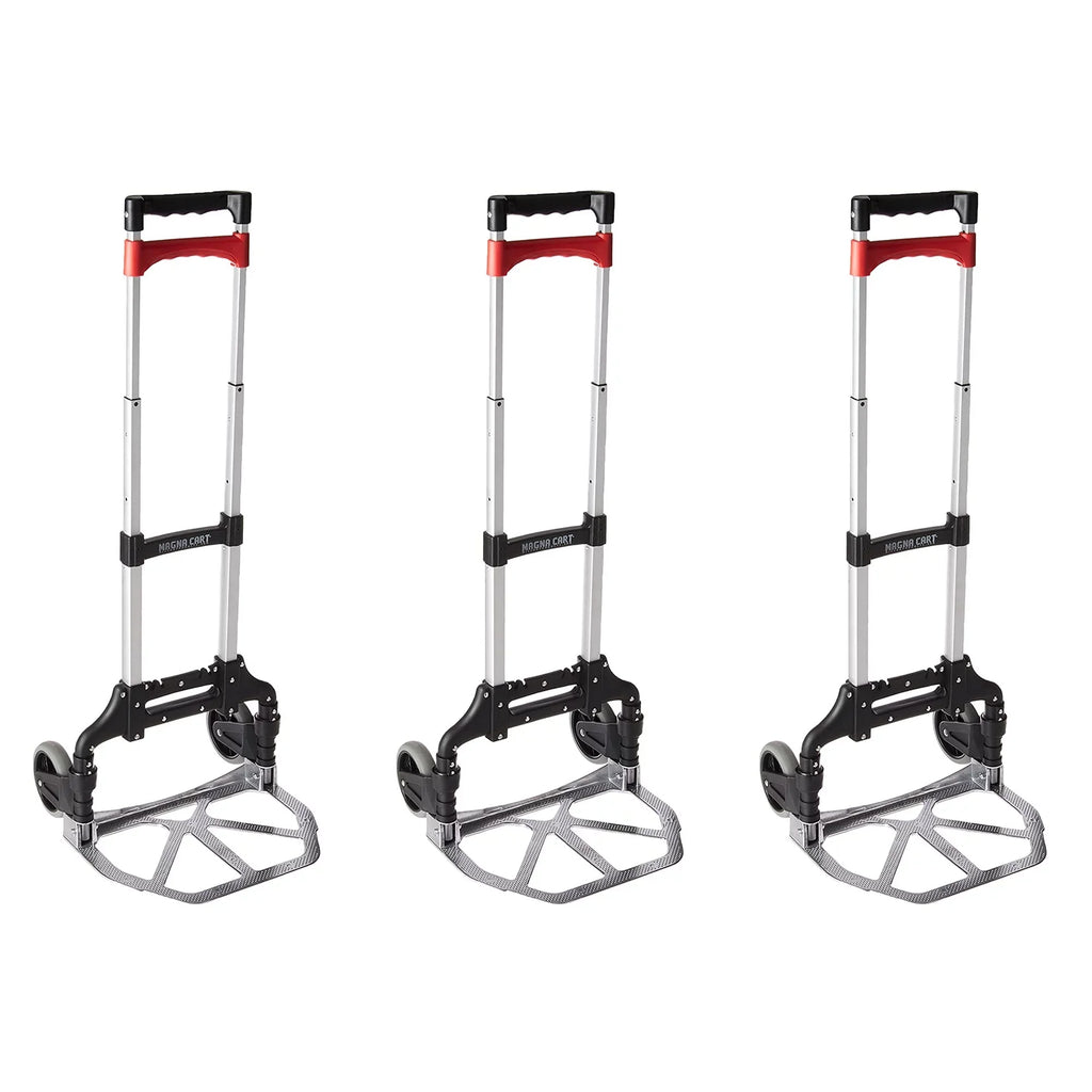 Magna Cart Personal MCI Folding Hand Truck with Rubber Wheels, (3 Pack)