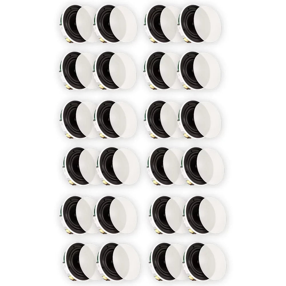 Theater Solutions TSQ670 Flush Mount 70 Volt Speakers with 6.5" Woofers In Ceiling 12 Pair Pack
