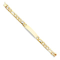 14k Yellow Gold Stamp Nugget Figaro Link ID Bracelet - 8" | Elegant 14KY Gold Chain Bracelets for Women and Men| Weight 13.6 | Men’s Jewelry for Gift