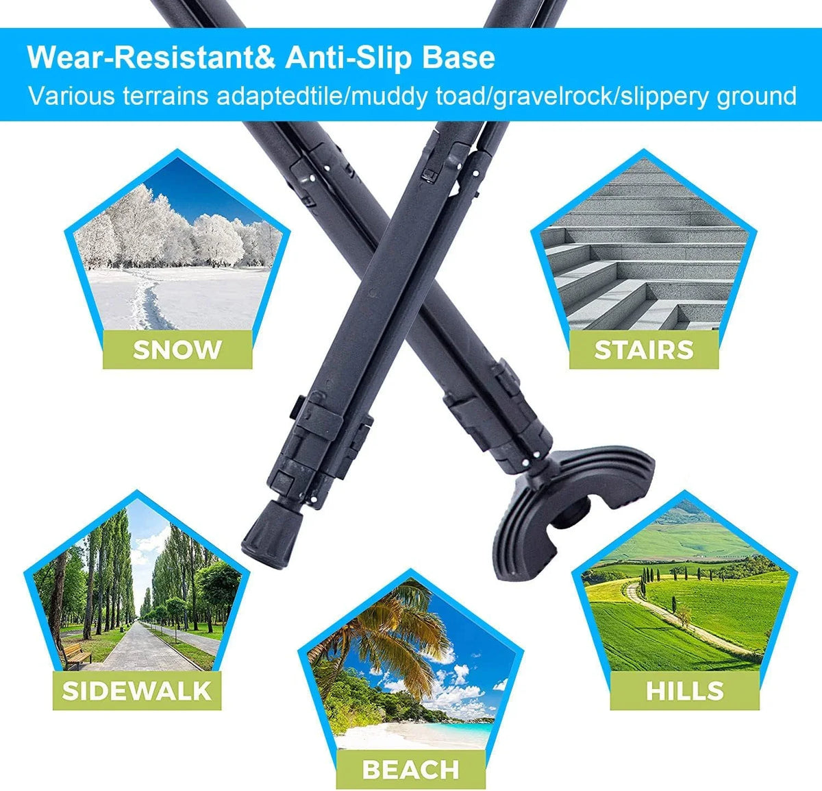 Portable Cane Saddle Folding Walking Cane for Men & Women Sturdy Tripod Cane Stool Lightweight Balancing Mobility Aid Crutch Chair with Travel Bag and 2 Base Canes for Elderly, Seniors & Handicap