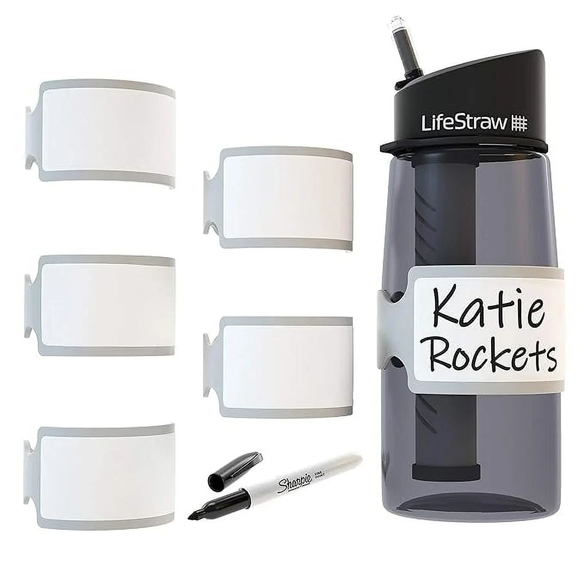 Pumpkin Doodle Permanent Write-on Labels for Bottles/Sippy Cups/Food Containers 6pcs (Grey)