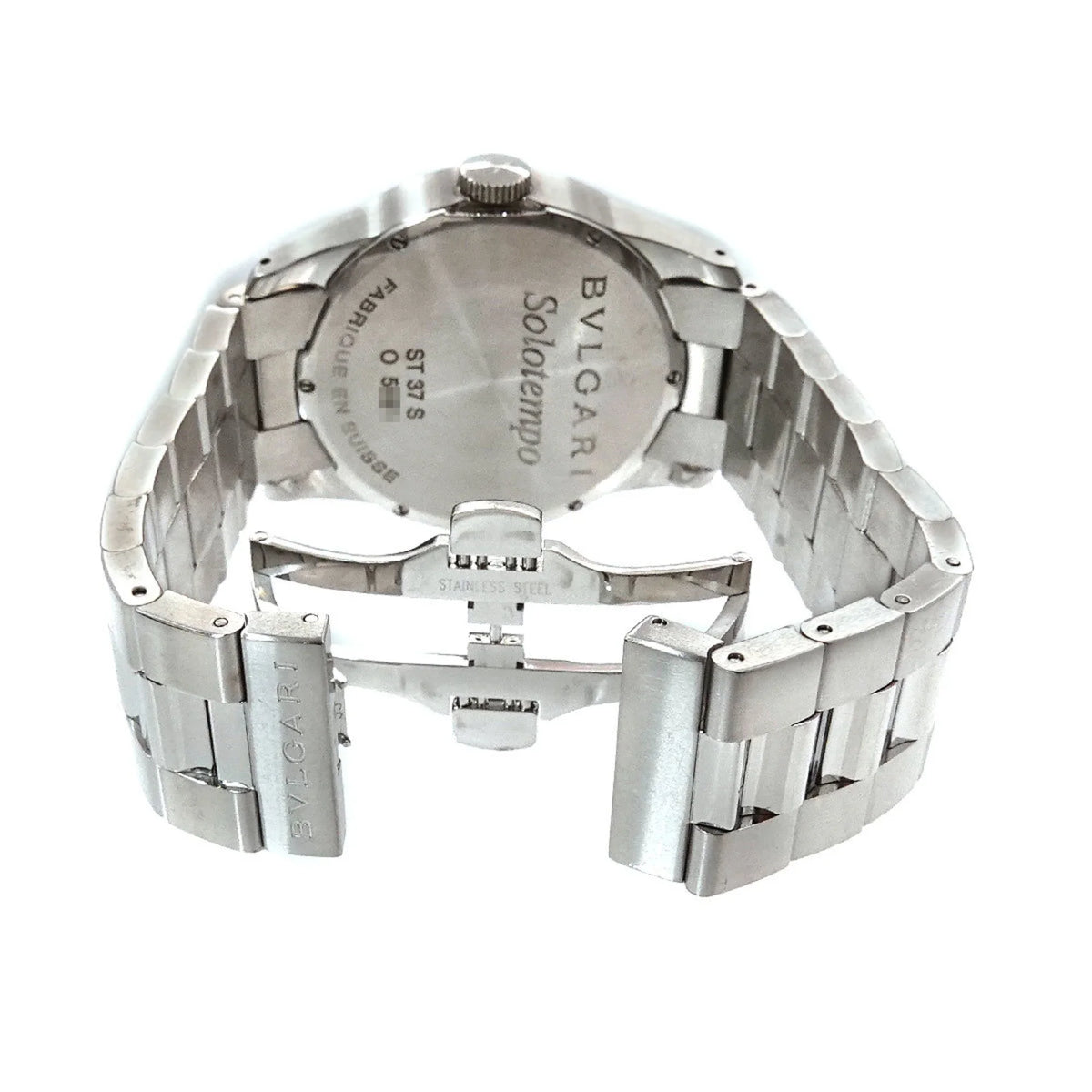 Pre-Owned Bulgari BVLGARI Solotempo ST37S Men's Watch Black Dial Quartz (Good)