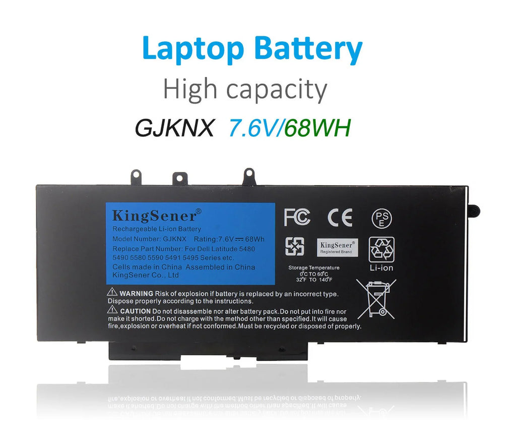 Kingsener GJKNX Laptop Battery For Dell Latitude 5480 5580 5490 5590 For DELL Precision M3520 M3530 GD1JP 7.6V 68WH