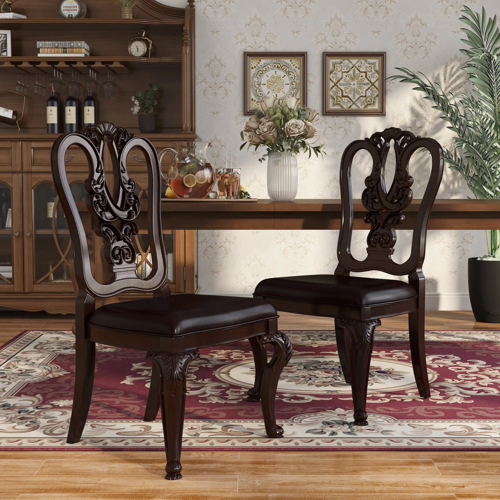 Furniture Of America IDF-3319W-SC Woden Side Chair- 2 Pack - Brown Cherry